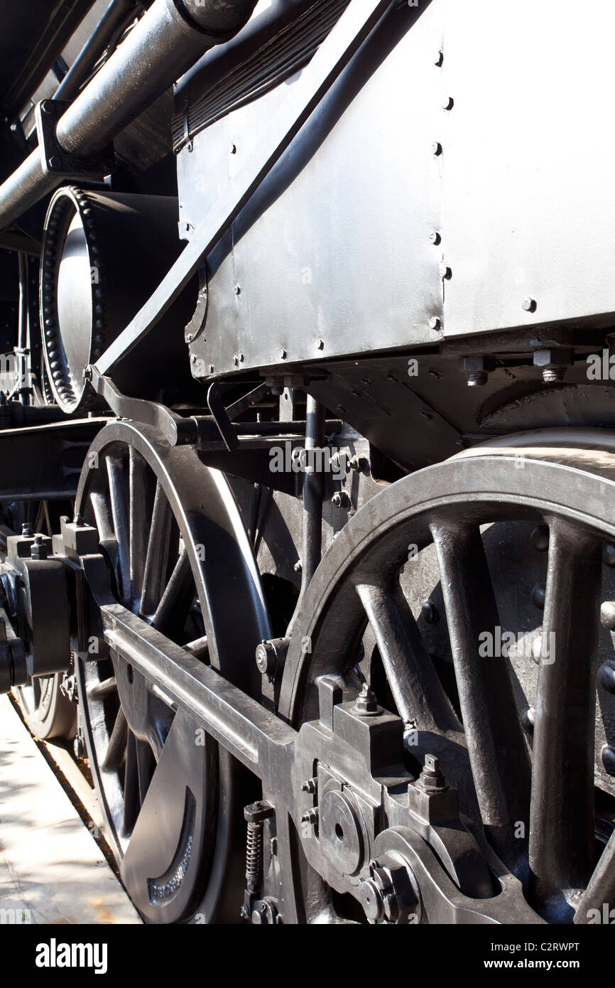 Un vecchio motore a vapore del museo dei trasporti di Budapest Foto Stock