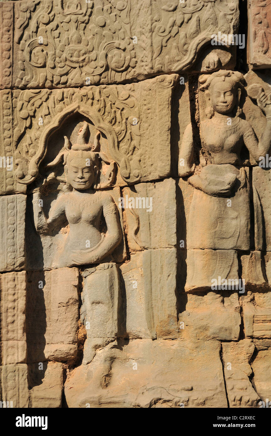 Dettagli del tempio, Angkor, Siem Reap, Cambogia Foto Stock