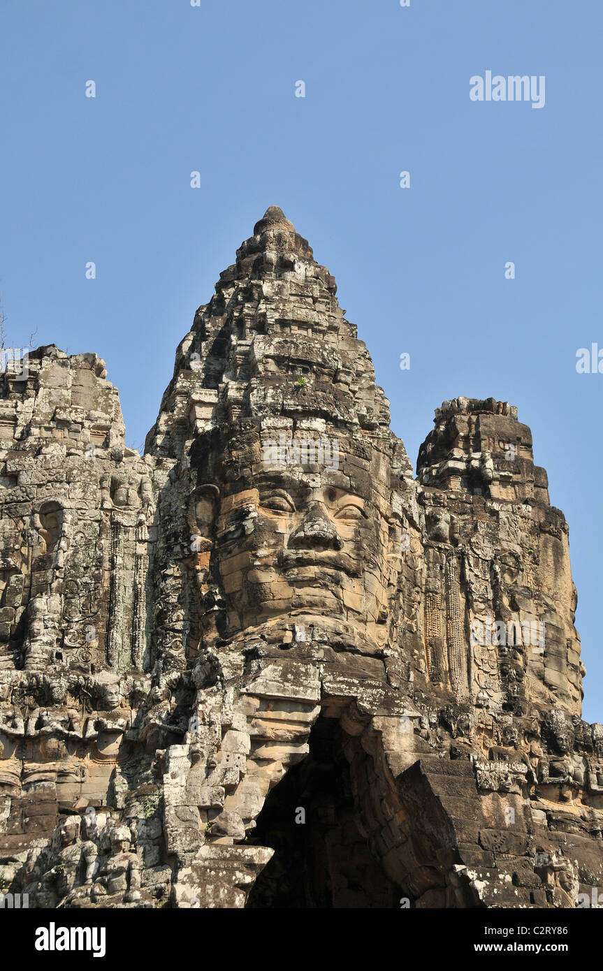 Angkor Thom entrata sud Porta Vittoria Siem Reap Cambogia Foto Stock