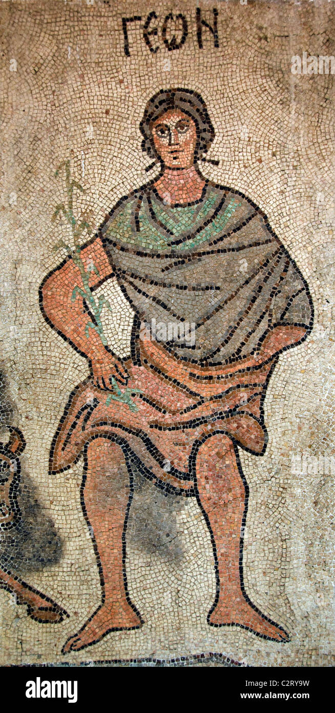 Roman Bisanzio mosaico bizantino mosaici Museo di Aleppo Siria Syrian Medio Oriente Foto Stock