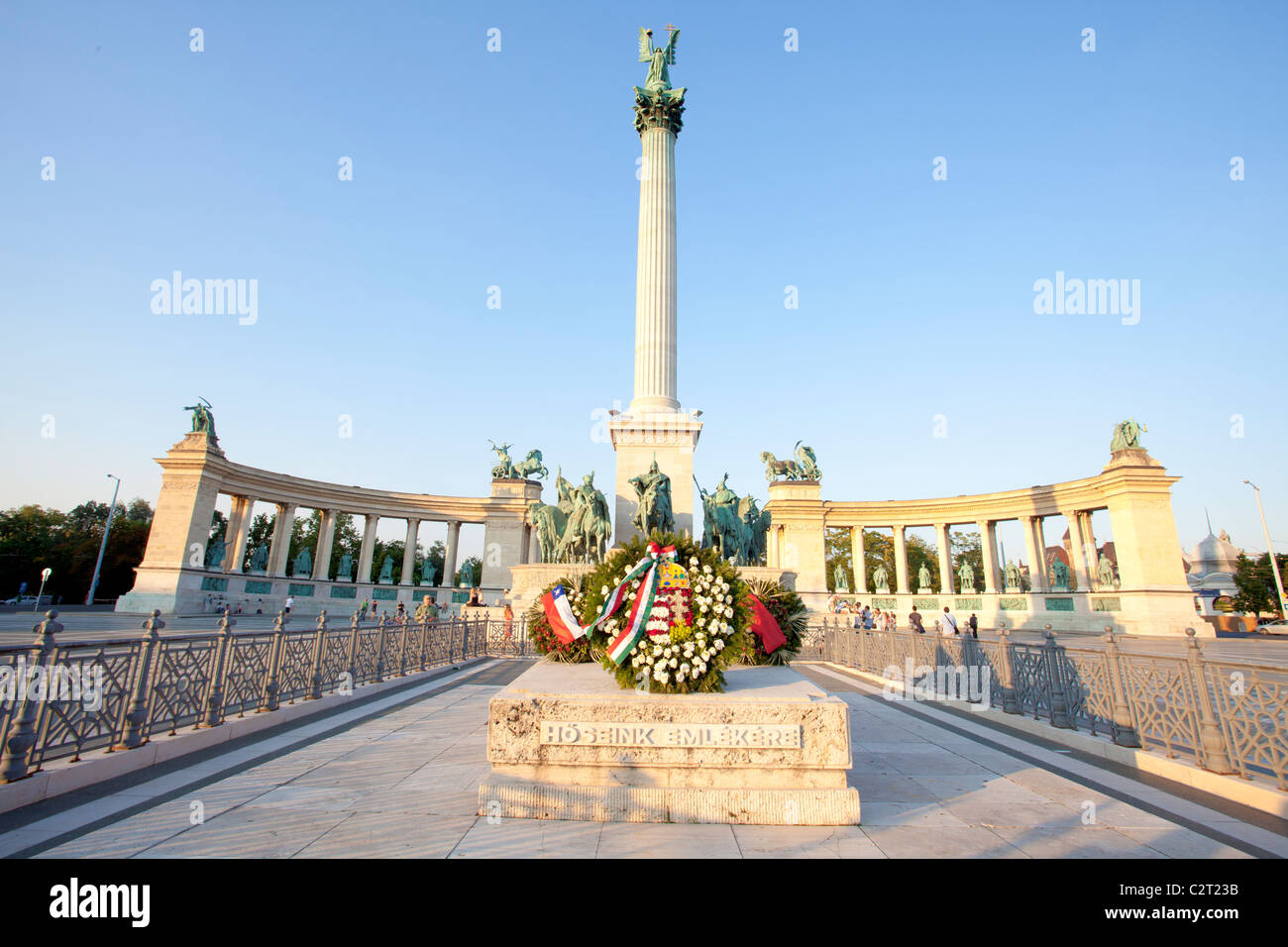 Heroes Square nel centro di Budapest Foto Stock