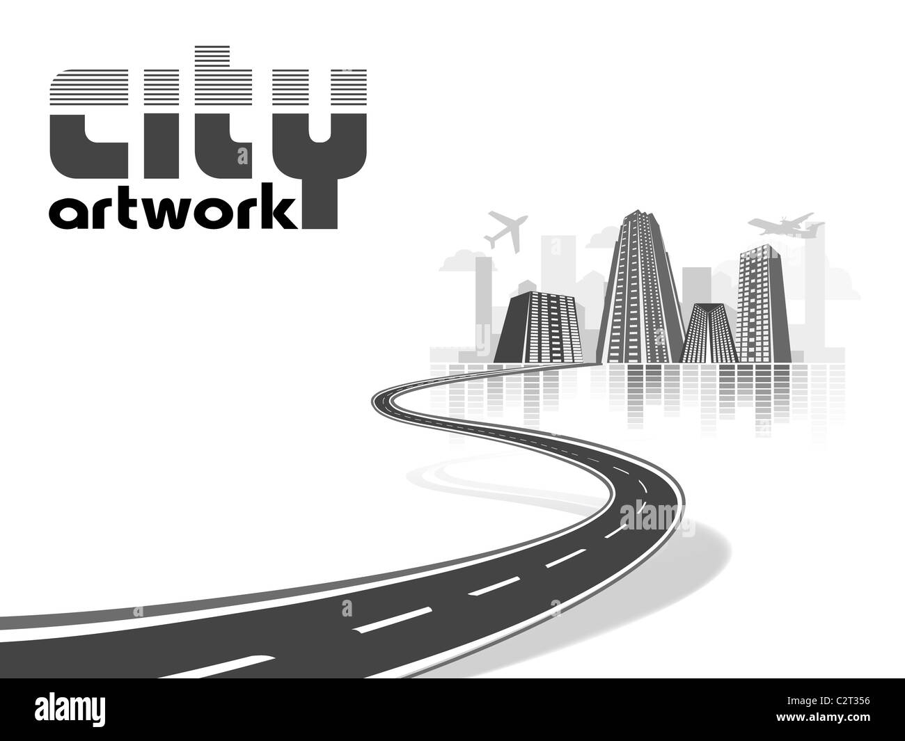 Autostrada che conduce alla città moderna con grattacieli Foto Stock