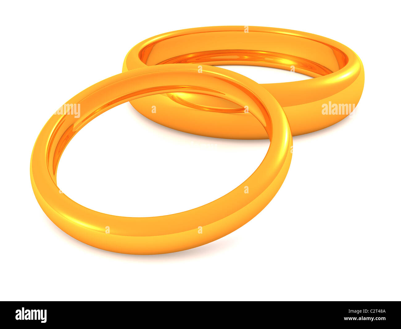 Due anelli d'oro. 3D wedding Foto Stock