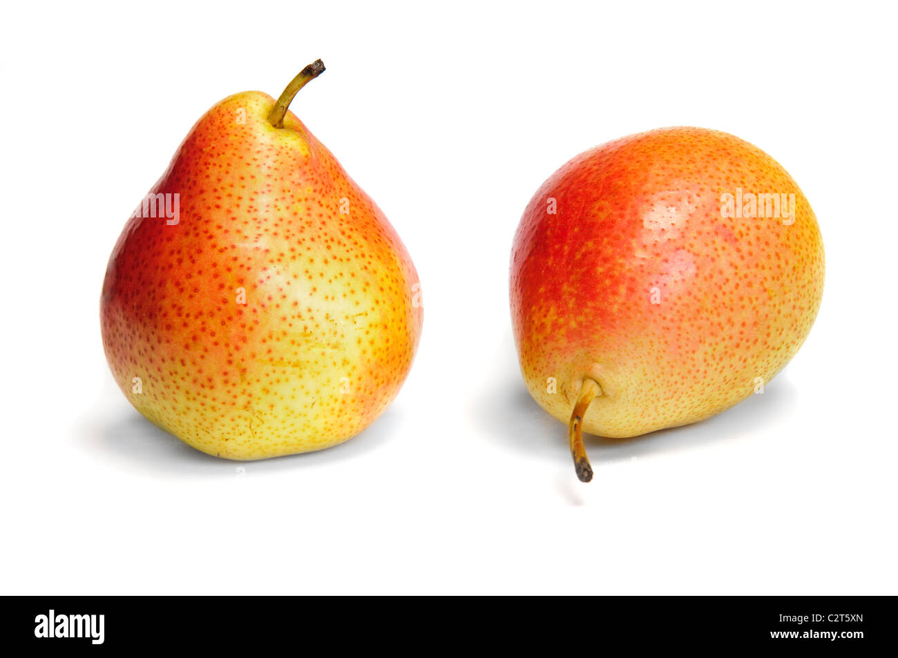Due pera isolato su bianco Foto Stock
