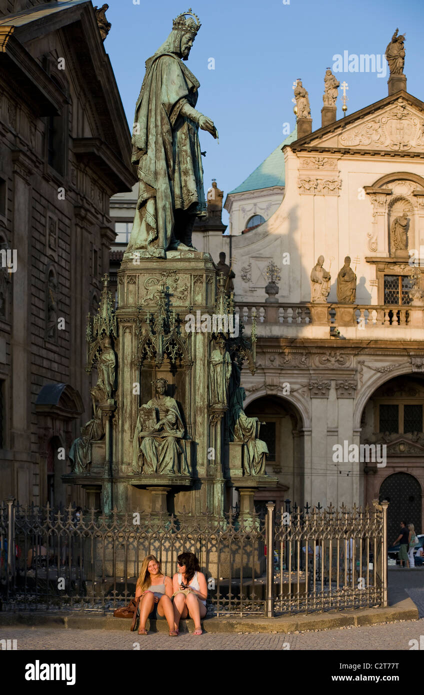 Praga - Statua di Carlo IV Foto Stock