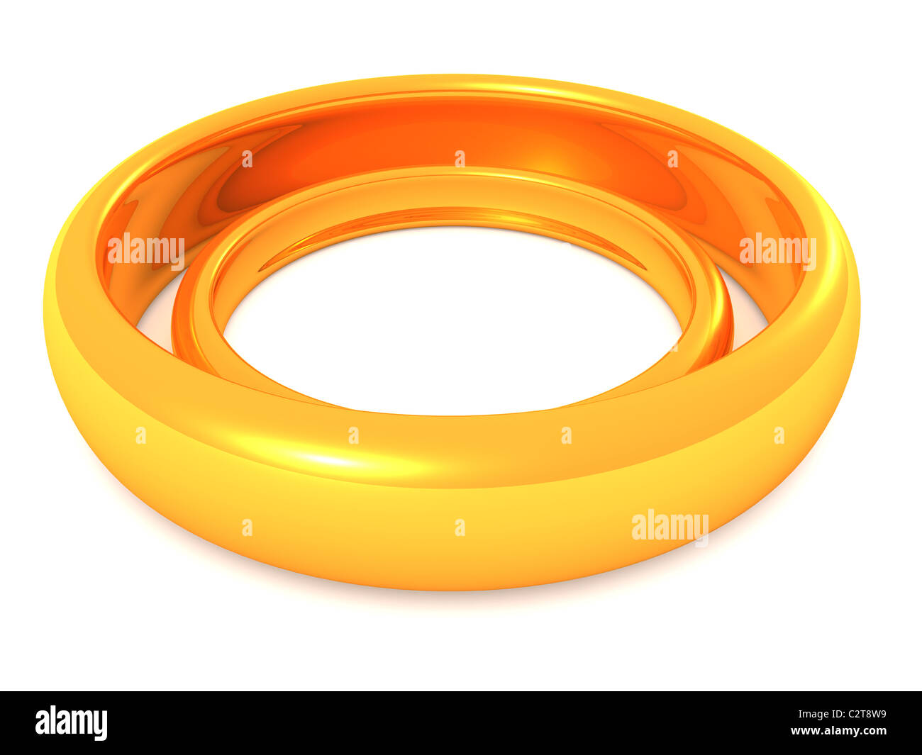 Due anelli d'oro. 3D wedding Foto Stock