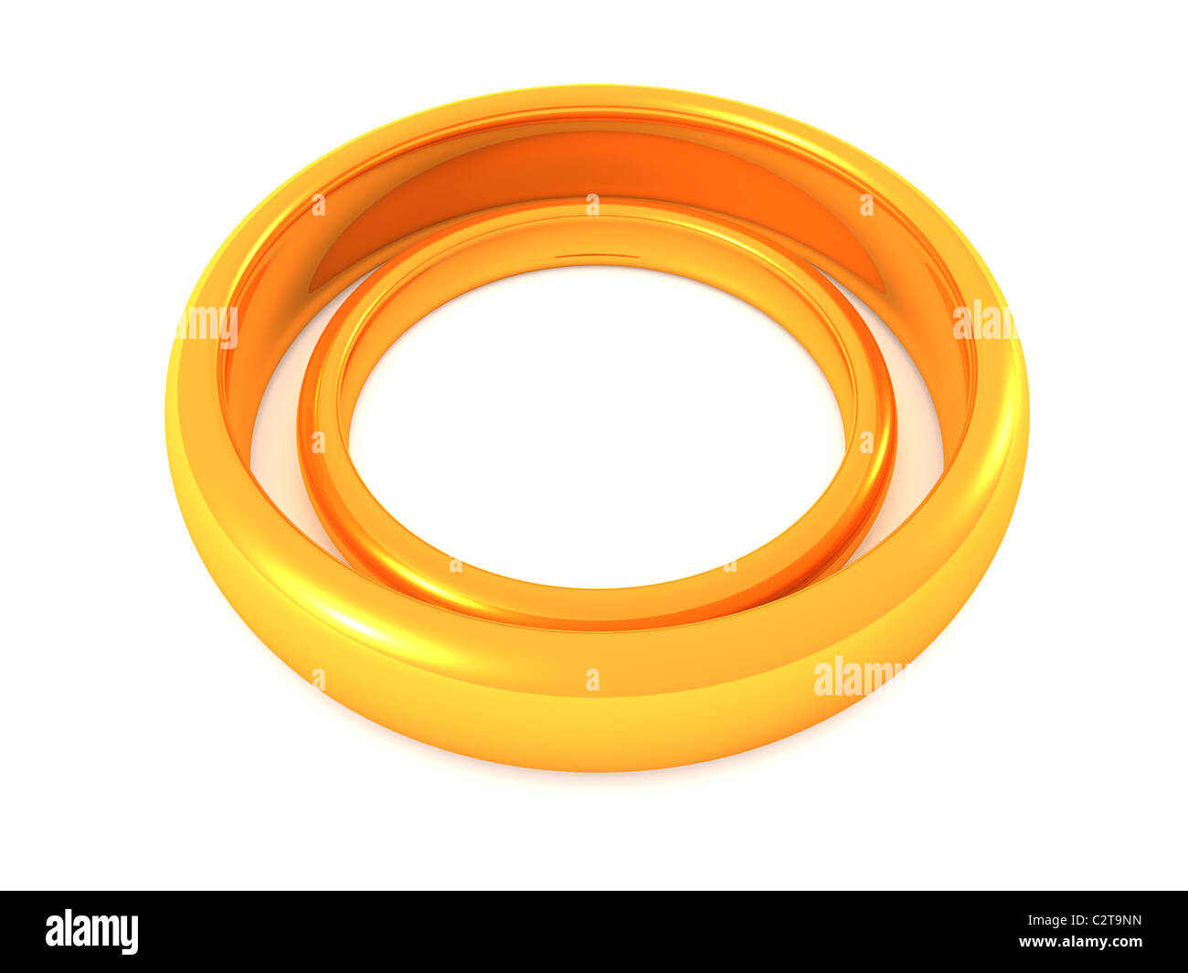 Due anelli d'oro. 3D wedding Foto Stock