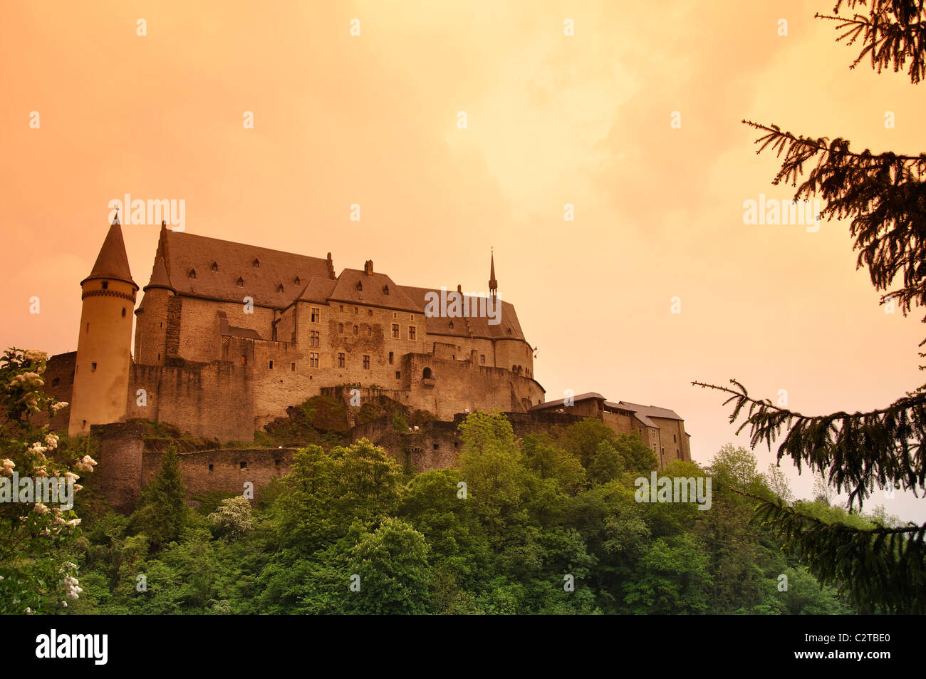 Il castello di vianden, Lussemburgo Foto Stock