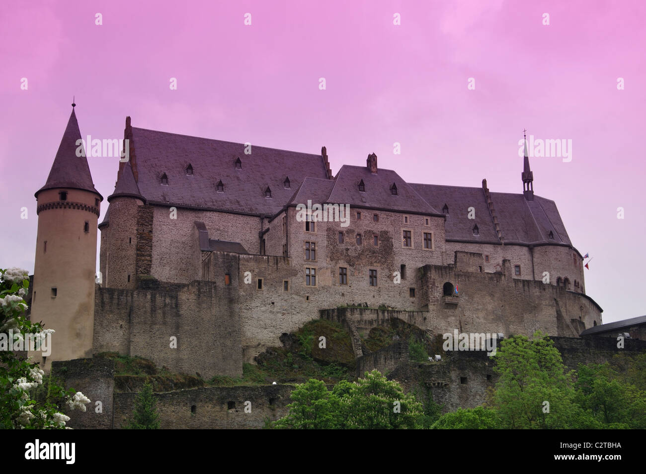 Il castello di vianden, Lussemburgo Foto Stock
