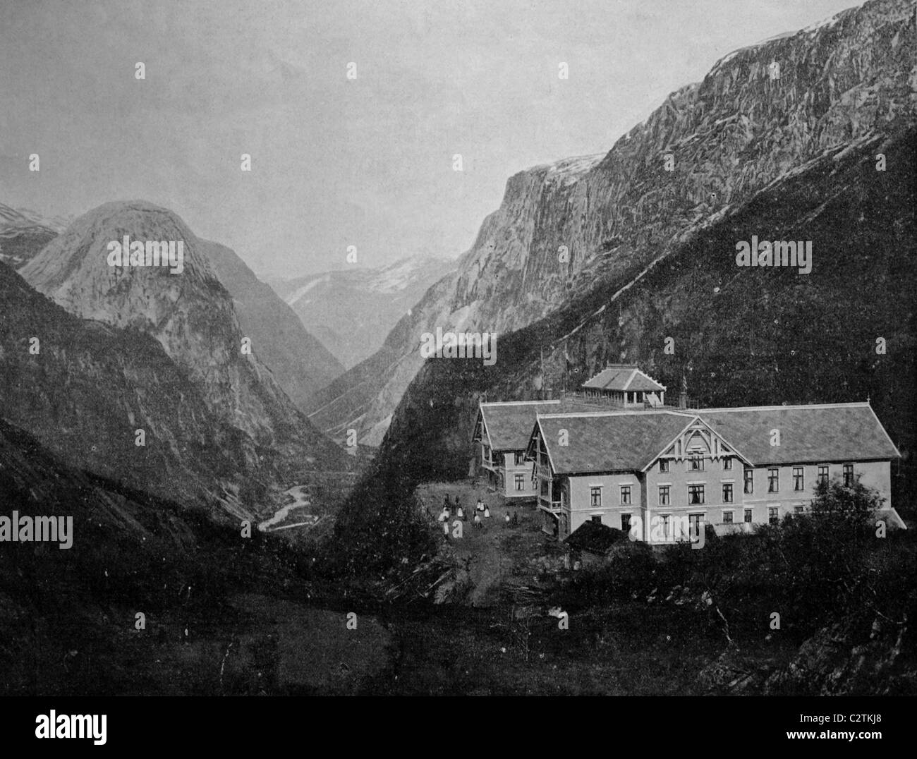 Autotype precoce dell'albergo, Stalheim Stalheim, Norvegia, foto storiche, 1884 Foto Stock