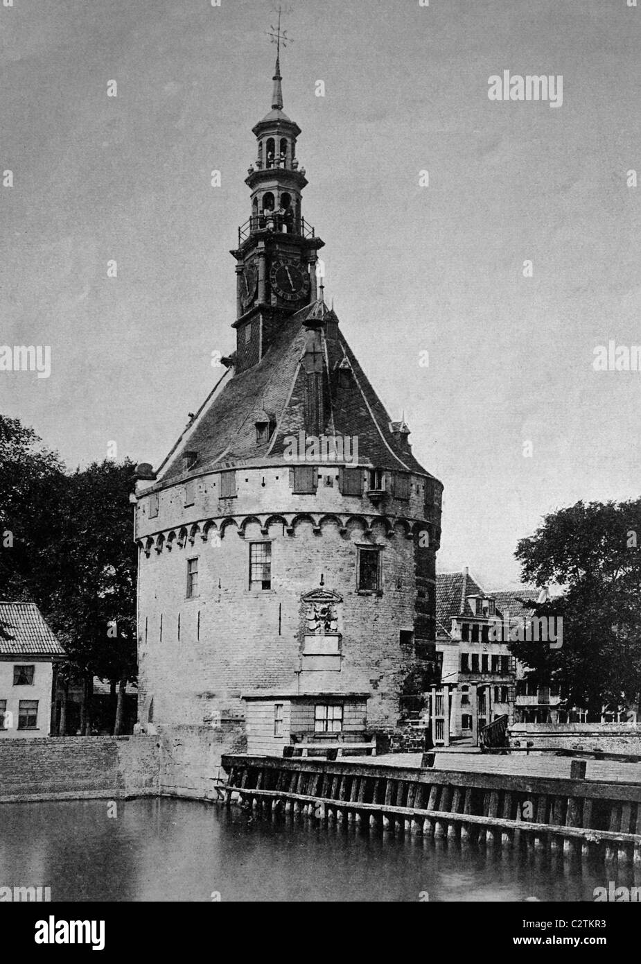 Autotype precoce del Hoofdtoren torre principale, in Hoorn, North Holland, Paesi Bassi, foto storiche, 1884 Foto Stock