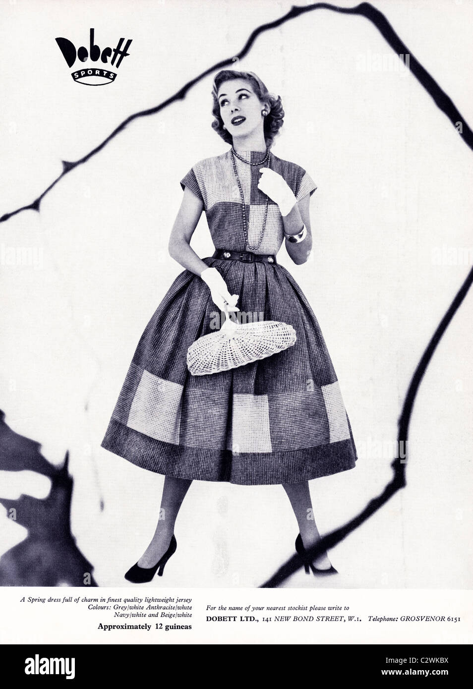 Pagina piena annuncio nella rivista di moda circa degli anni cinquanta per DOBETT Sport Abbigliamento donna Foto Stock