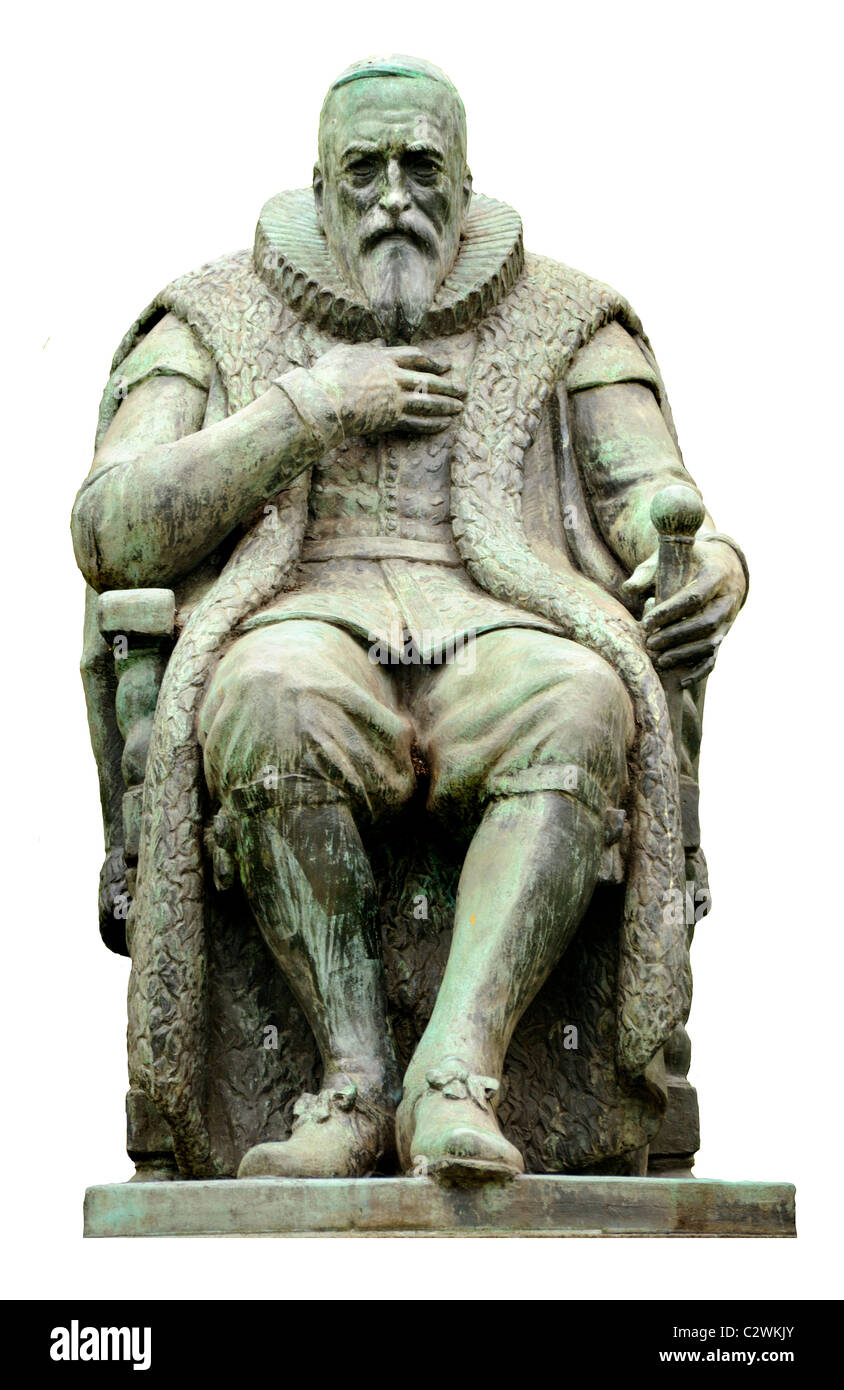Den Haag / Hague ('s Gravenhaage). Statua di Johan van Oldenbarnevelt su Lange Vijverberg Foto Stock
