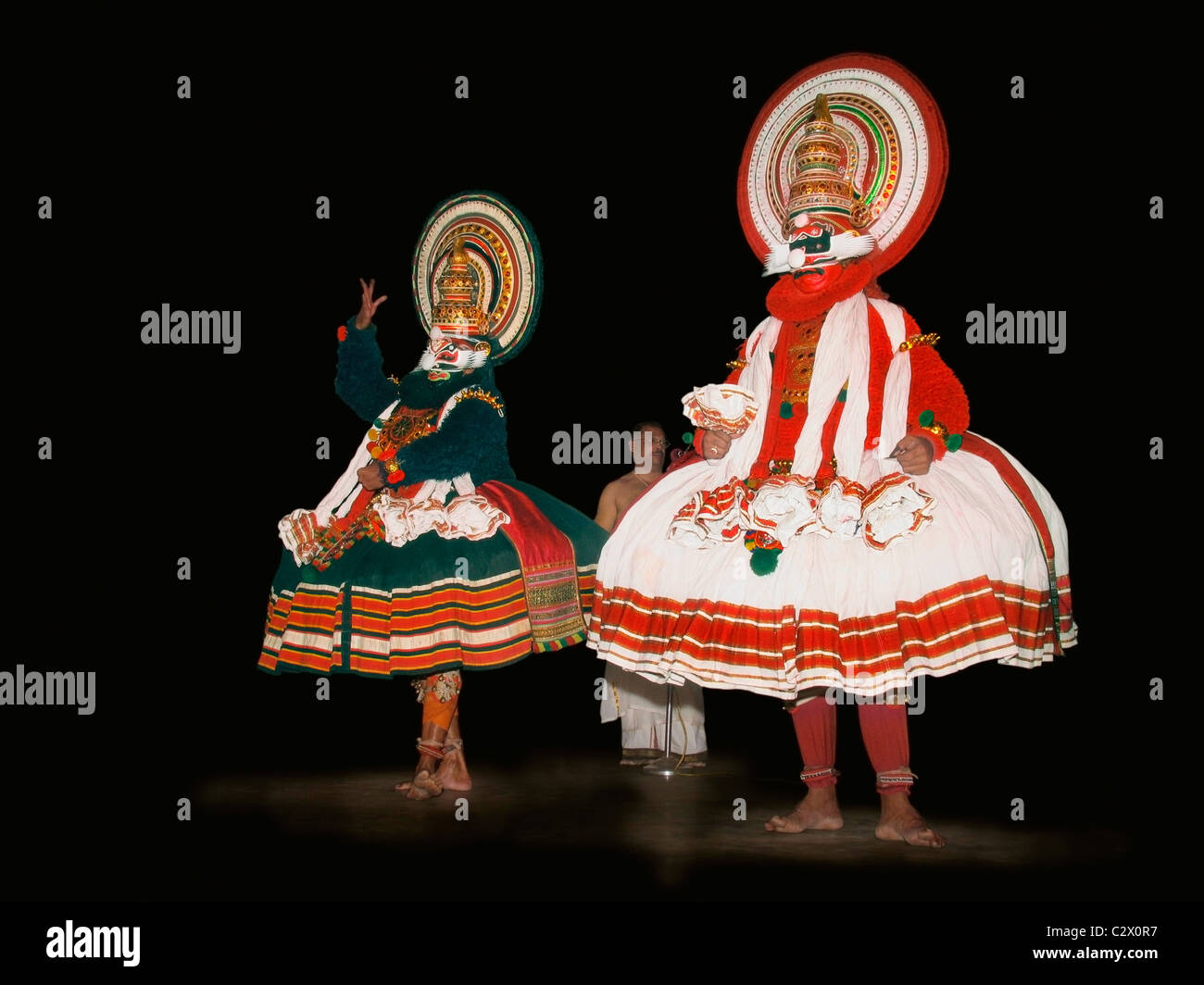 Kathakali, una spettacolare danza classica con il dramma del Kerala, India Foto Stock