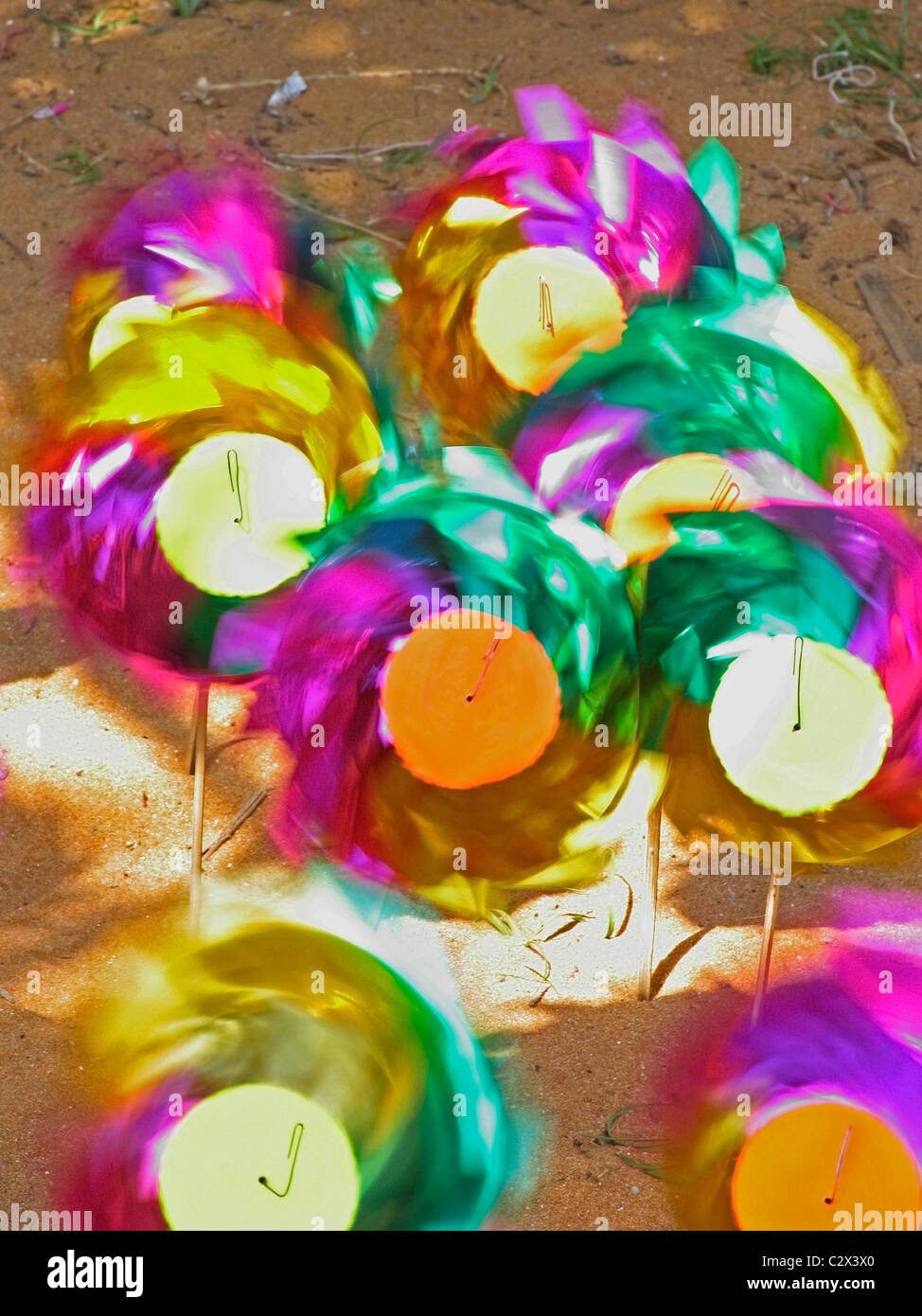 Colorate le ruote di filatura Foto Stock