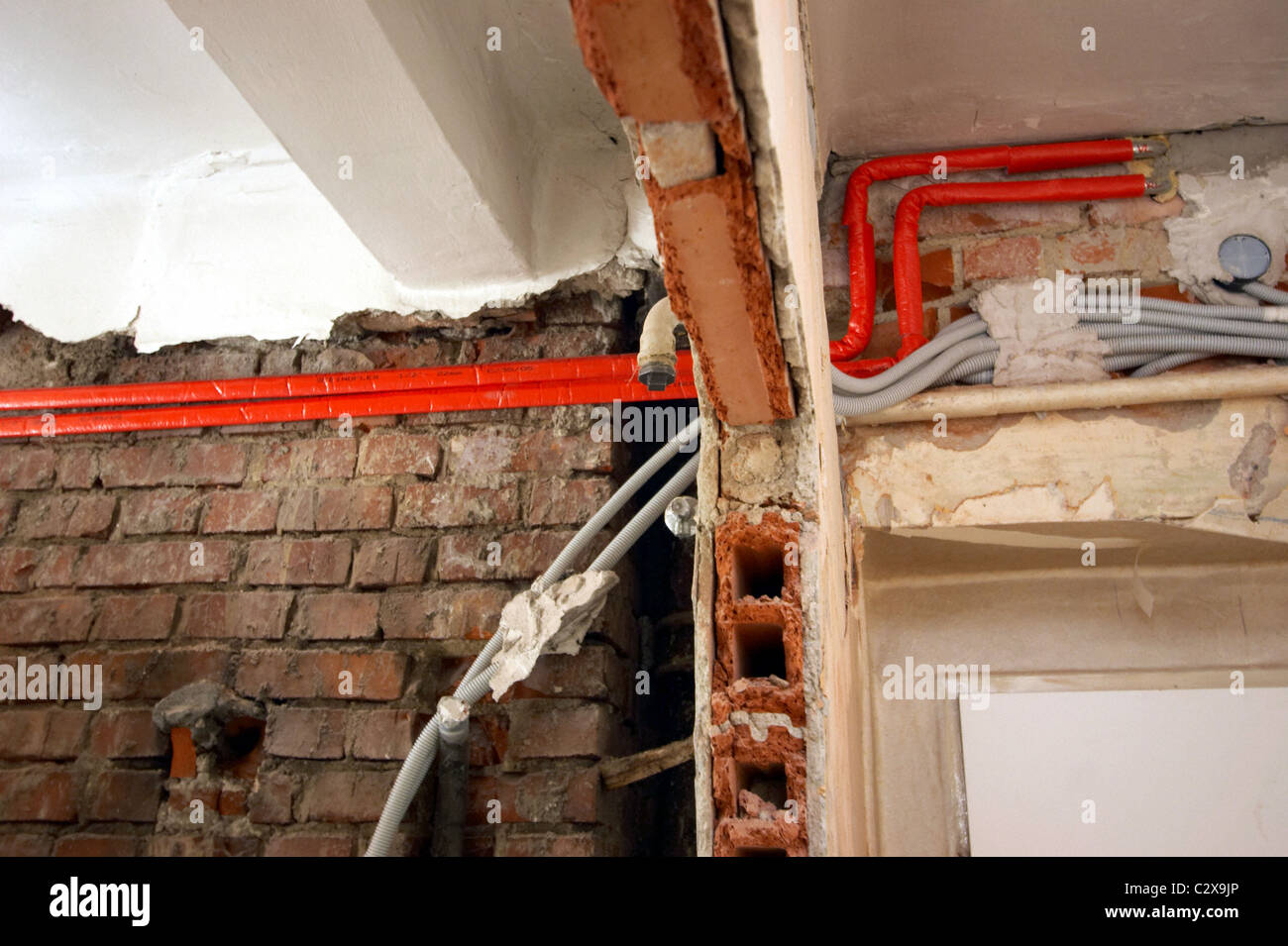 I lavori di ristrutturazione di un vecchio appartamento Foto Stock