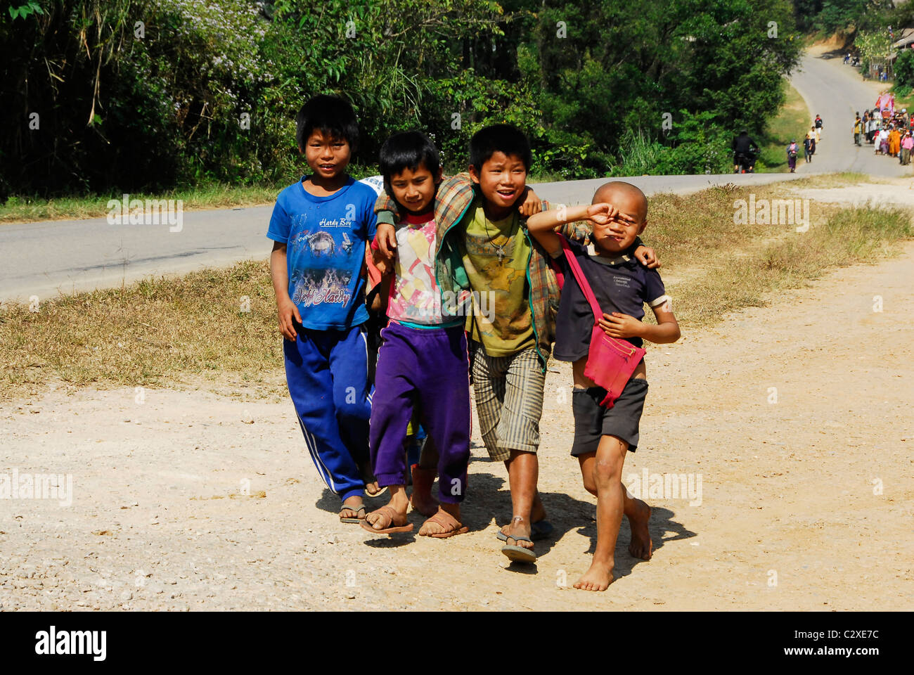 Karen bambini ,umpium Refugee Camp ( thai confine birmano ) , nei pressi di Mae Sot , a nord della Thailandia Foto Stock