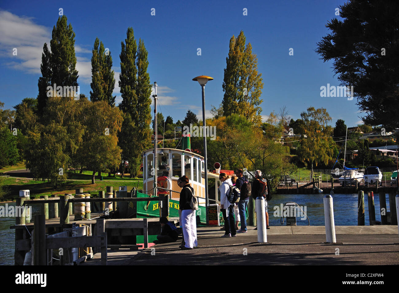 'Ernest Kemp' steamboat storico, Boat Harbour Marina, Lago Taupo, Taupo, regione di Waikato, Isola del nord, Nuova Zelanda Foto Stock
