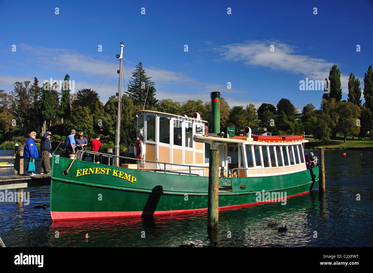 'Ernest Kemp' steamboat storico, Boat Harbour Marina, Lago Taupo, Taupo, regione di Waikato, Isola del nord, Nuova Zelanda Foto Stock