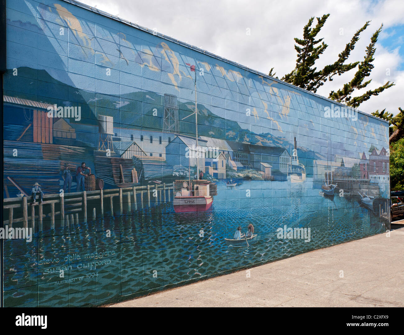 California, Napa, Downtown progetto murale, murale #1 il fiume Napa Foto Stock