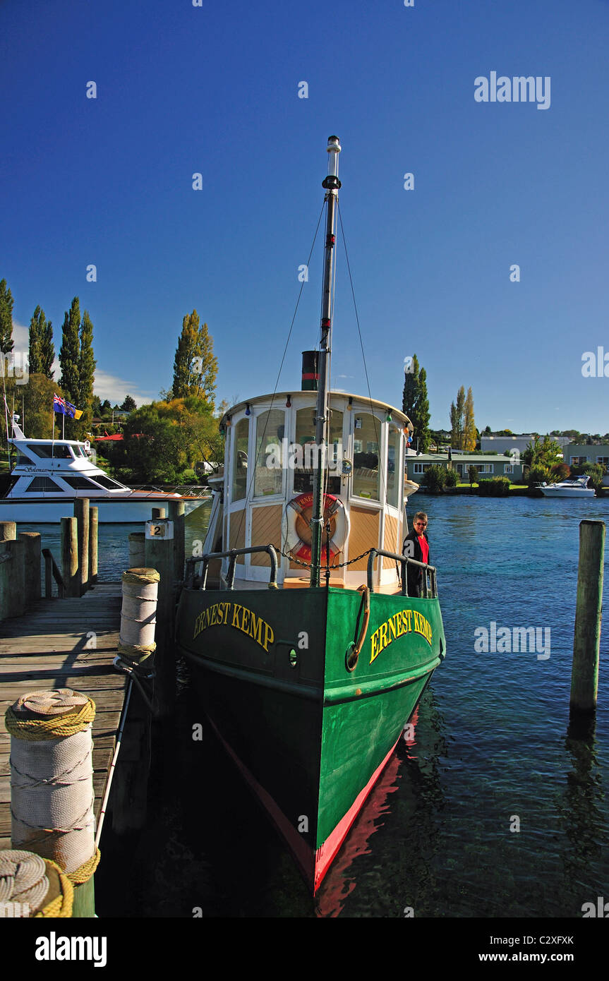 'Ernest Kemp' steamboat storico, Boat Harbour Marina, Lago Taupo, Taupo, regione di Waikato, Isola del nord, Nuova Zelanda Foto Stock