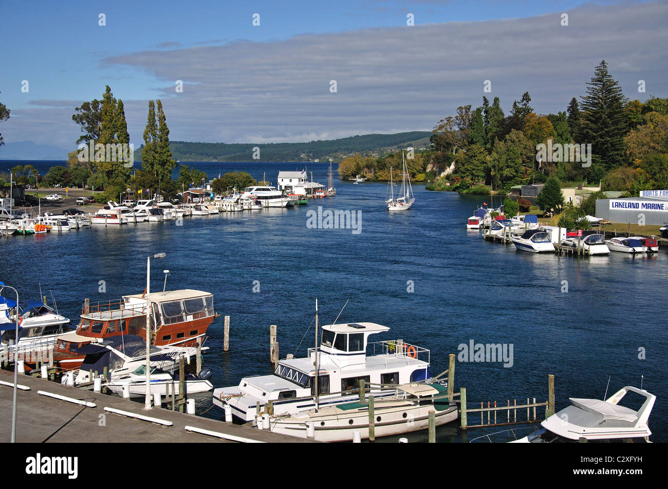 Boat Harbour Marina, Lago Taupo, Taupo, regione di Waikato, Isola del nord, Nuova Zelanda Foto Stock