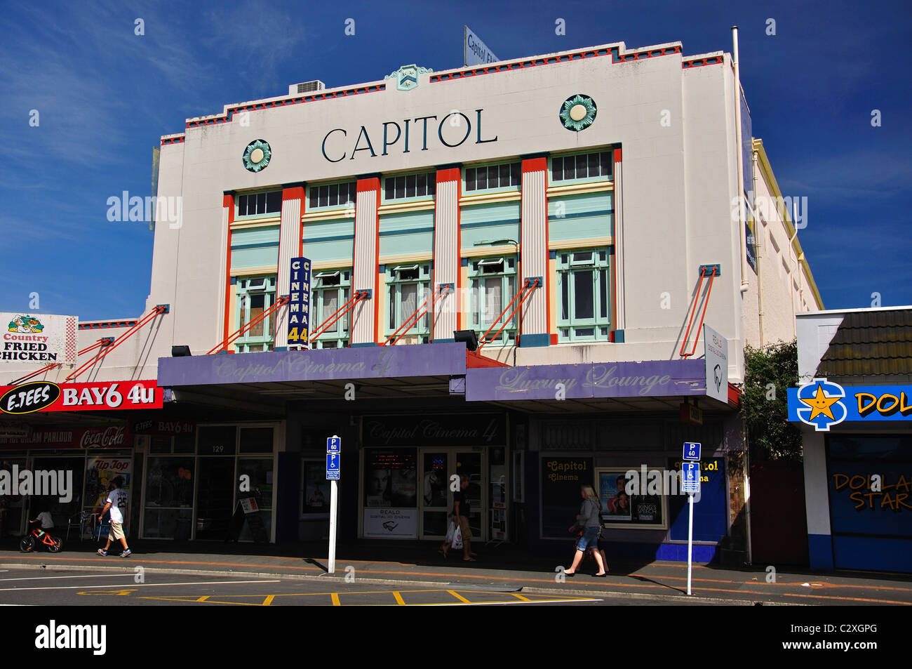 Art Deco Cinema Capitol Building, Jellicoe Street, Te vomitare, Baia di Planty Regione, Isola del nord, Nuova Zelanda Foto Stock