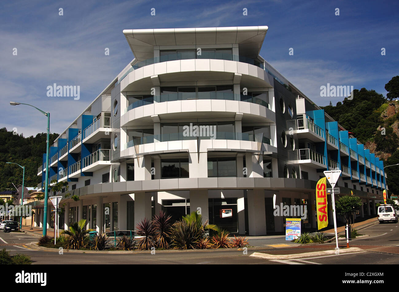 Appartamento Quayside edificio, The Strand, Whakatane, Bay of Plenty Regione, Isola del Nord, Nuova Zelanda Foto Stock
