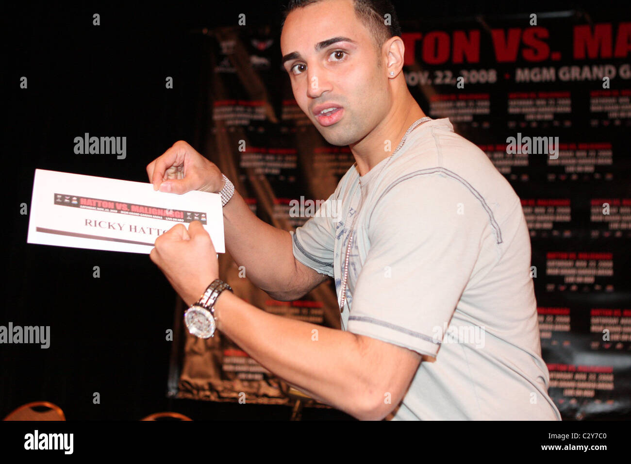 Paulie Malignaggi Paulie Malignaggi vs Ricky Hatton conferenza stampa presso la MGM Hotel e Casino. La lotta avviene Foto Stock