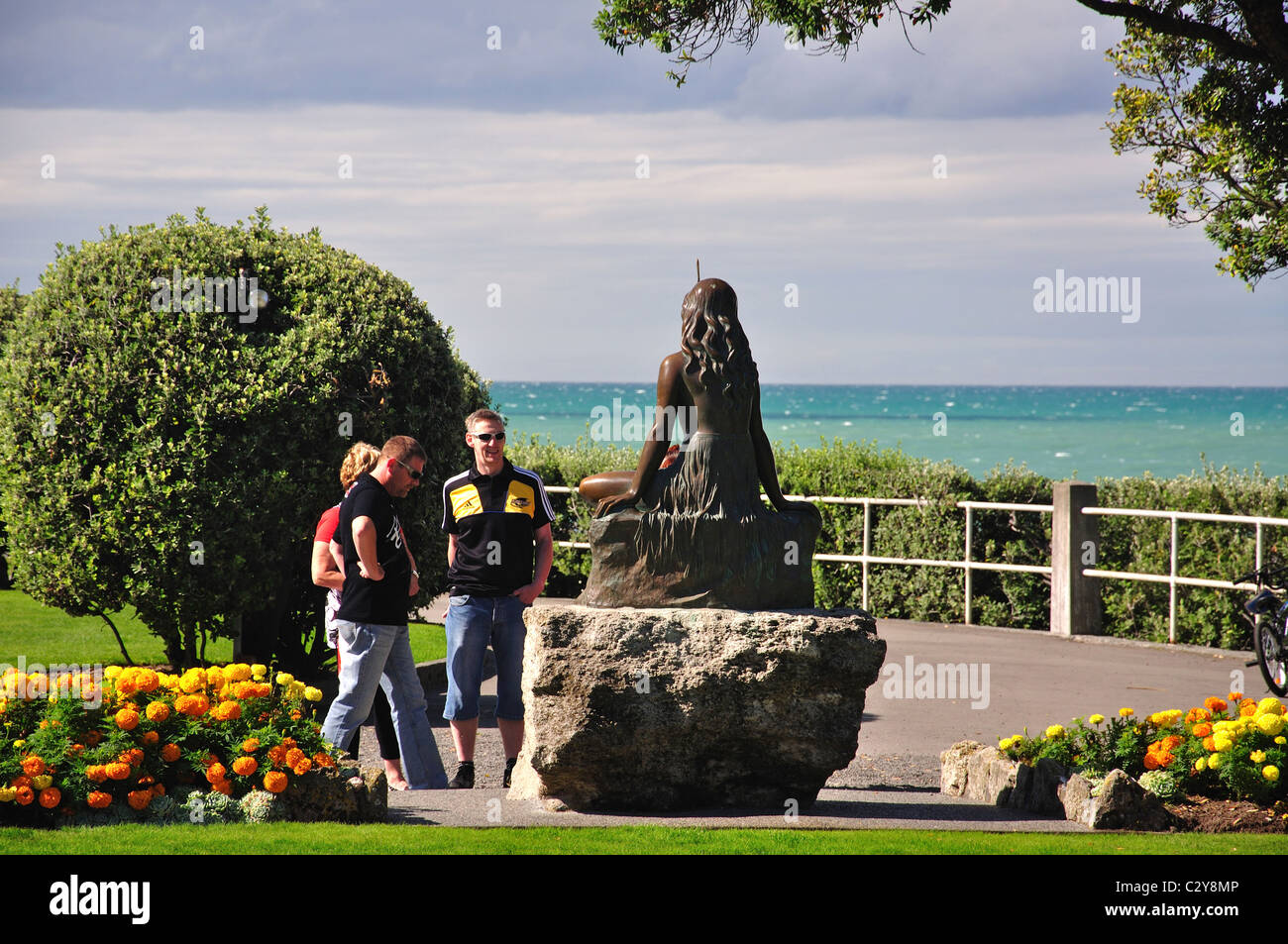 "Pania del Reef' Maori maiden statua, Marine Parade Gardens, Marine Parade, Napier, Hawke's Bay, Isola del nord, Nuova Zelanda Foto Stock