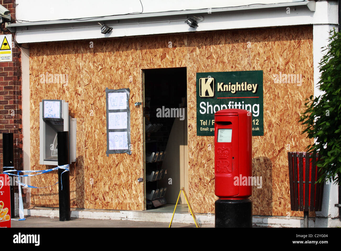 Tentato furto con scasso al ufficio postale locale Foto Stock