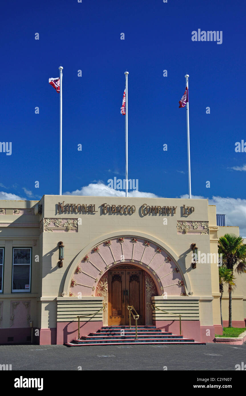 Nazionale società di tabacco edificio Art Deco , Napier, Hawke's Bay, Isola del nord, Nuova Zelanda Foto Stock