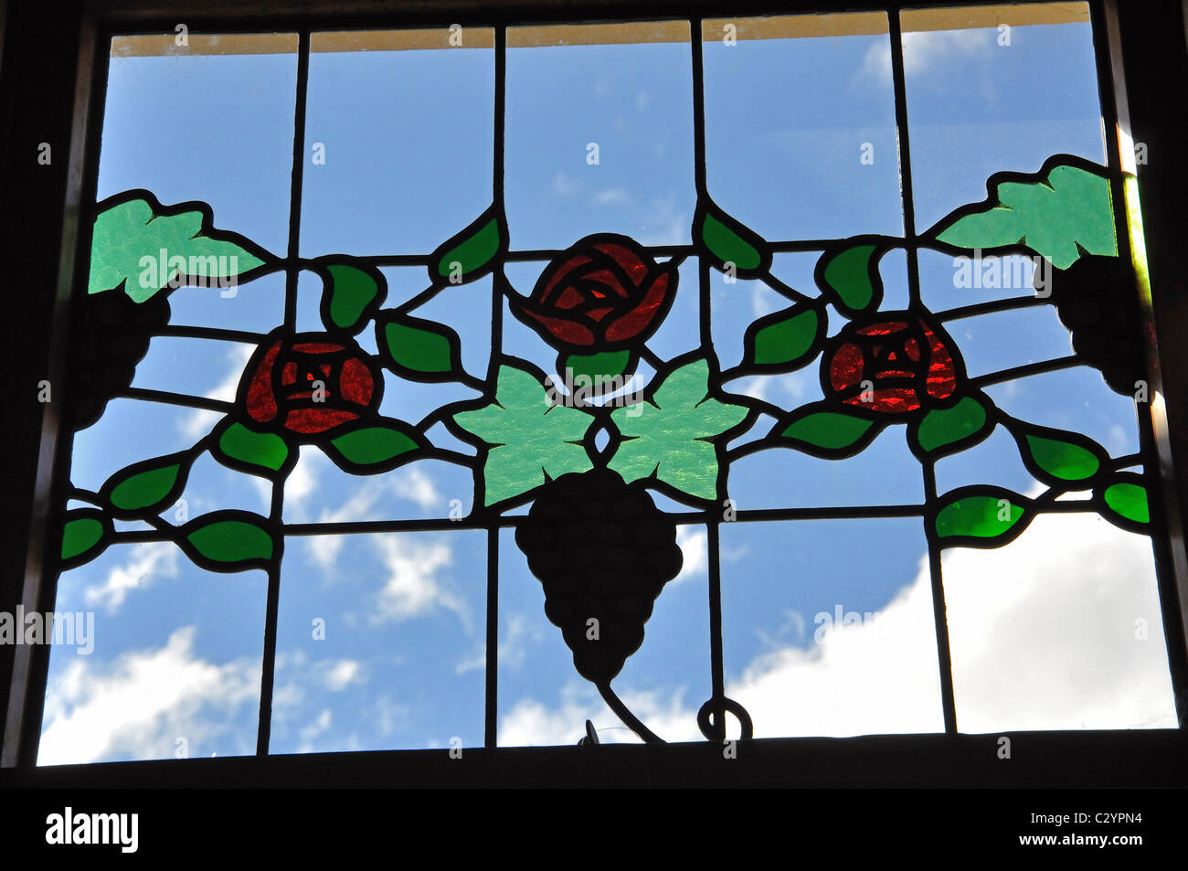 Interior vetrata, National Tobacco Company edificio Art Deco , Napier, Hawke's Bay, Isola del nord, Nuova Zelanda Foto Stock