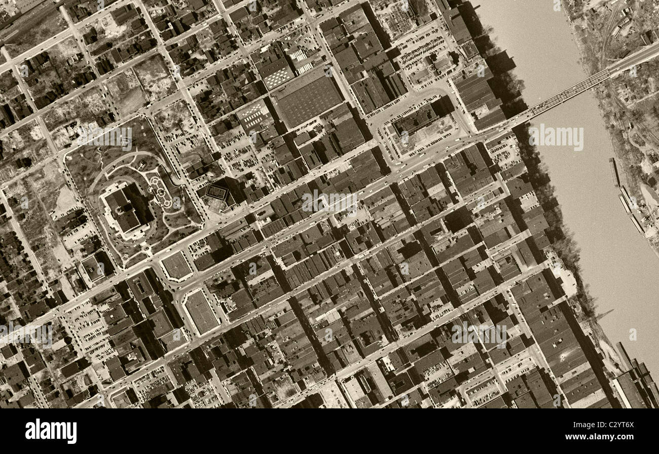 Antenna storico vista mappa Nashville Tennessee 1951 Foto Stock