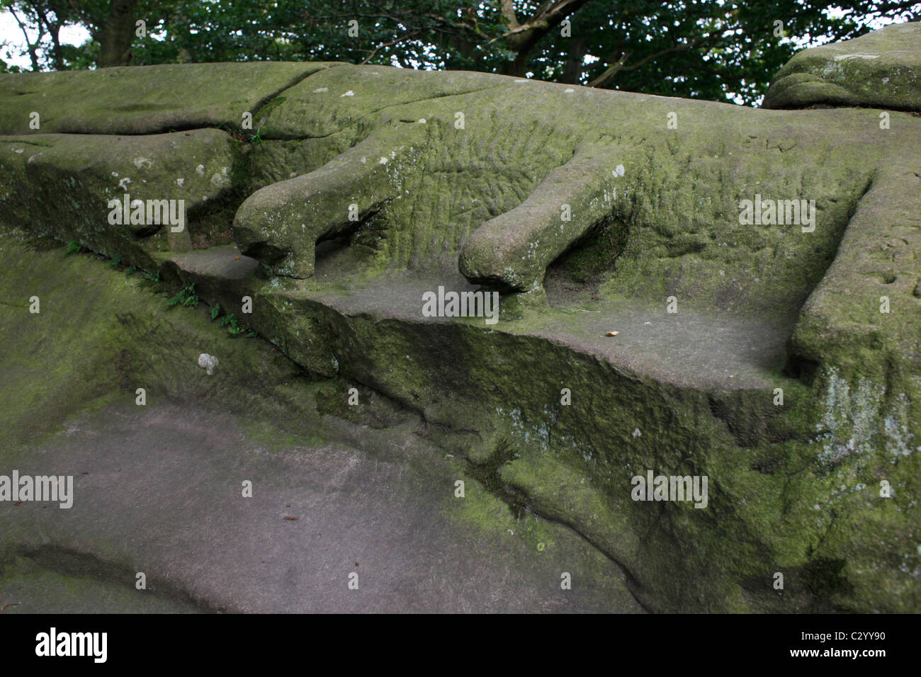 Rocce Rowtor, Birchover, Derbyshire. Foto Stock