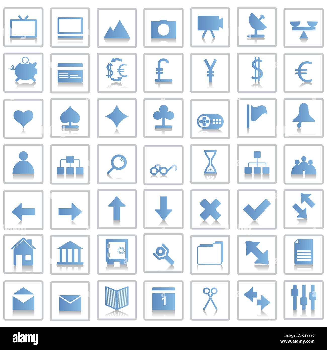 Business e Office insieme di vettori differenti icone sul web Foto Stock