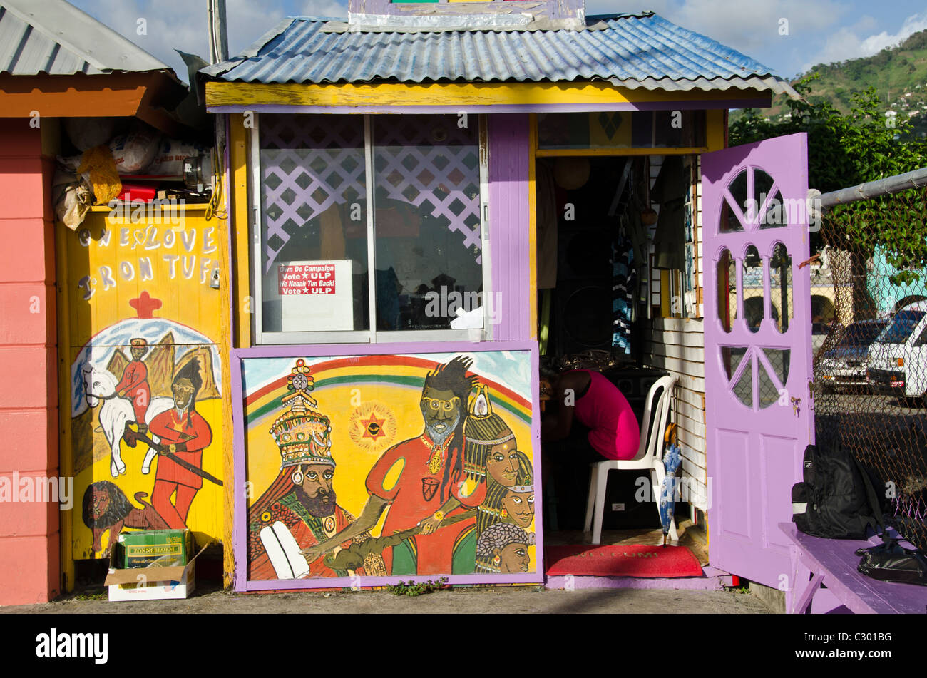 St Vincent Kingstown mercato edificio colorato Foto Stock