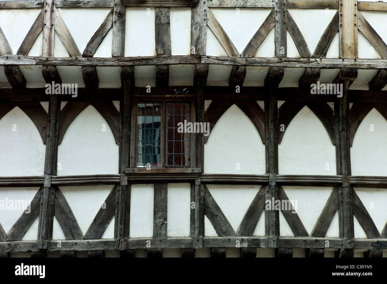 In stile Tudor di legno a casa a Ludlow, Shropshire, Regno Unito Foto Stock