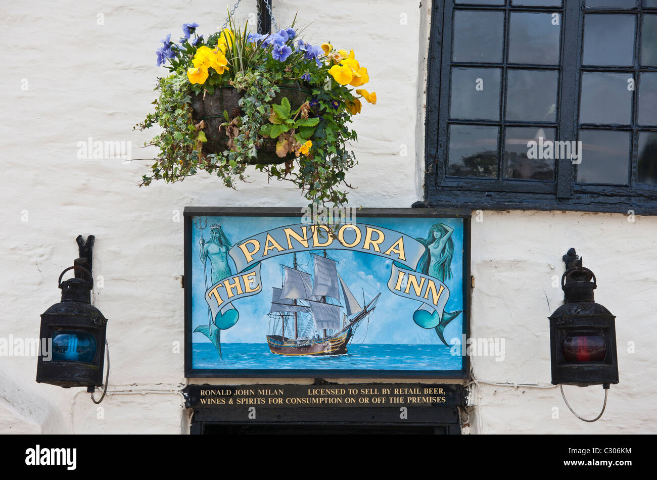 Il Pandora Inn, come una popolare destinazione turistica, Cornwall, Regno Unito Foto Stock