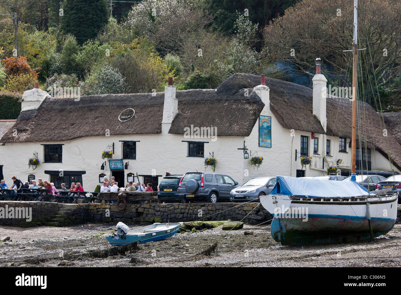 Il Pandora Inn, come una popolare destinazione turistica, Cornwall, Regno Unito Foto Stock