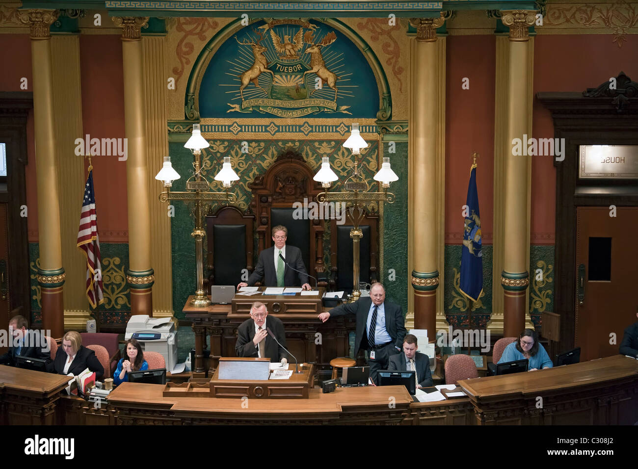 Lansing, Michigan - Michigan la Casa dei Rappresentanti nella sessione. Foto Stock