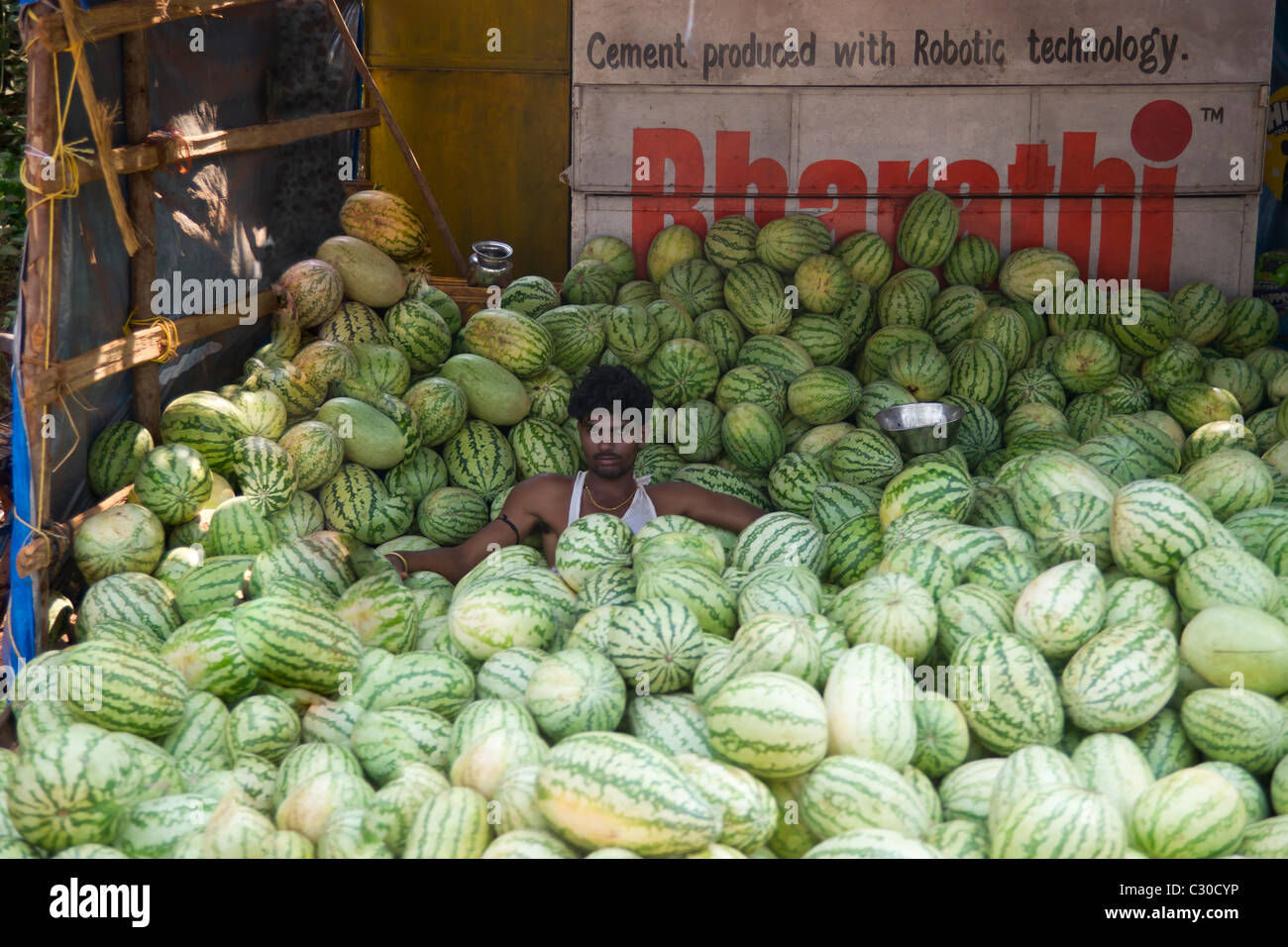 Il cocomero uomo Foto Stock