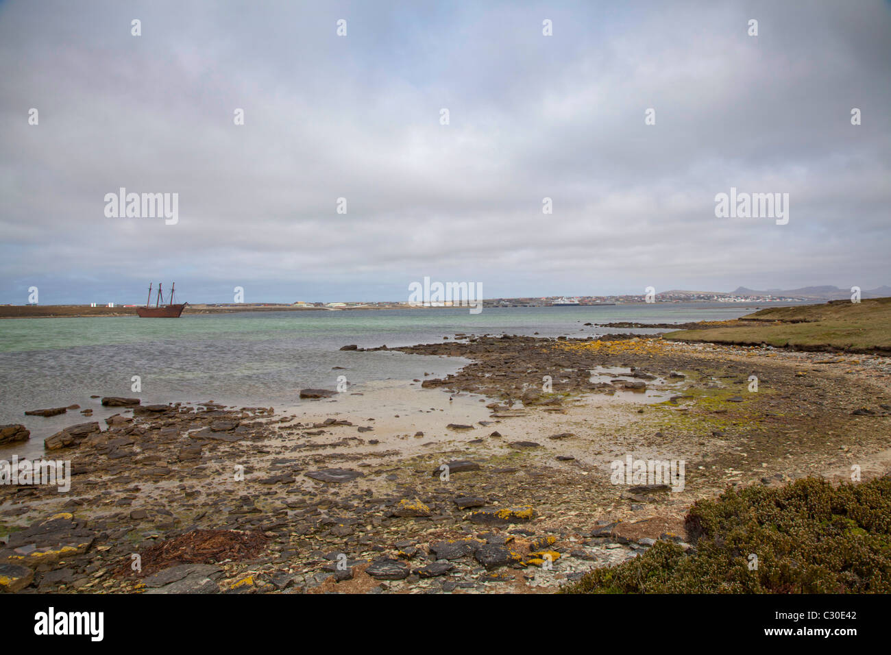 Il relitto della Signora Elisabetta, Port Stanley, East Falkland Foto Stock