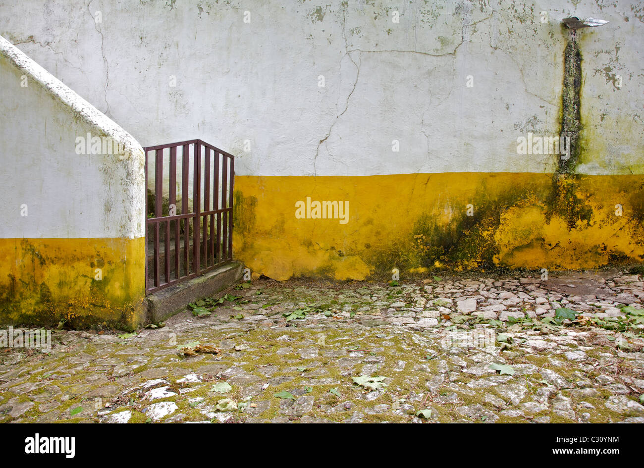 Brown Weathered cancellata in ferro battuto del villaggio medievale di Obidos Foto Stock