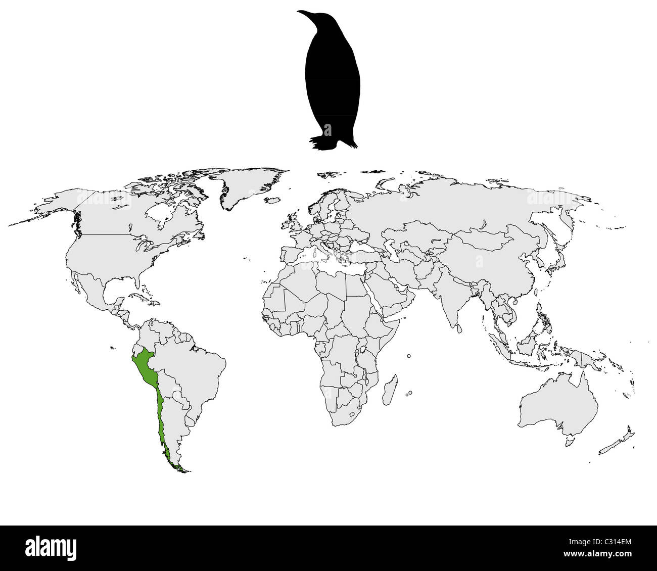 Pinguini humboldt mappa di distribuzione Foto stock - Alamy