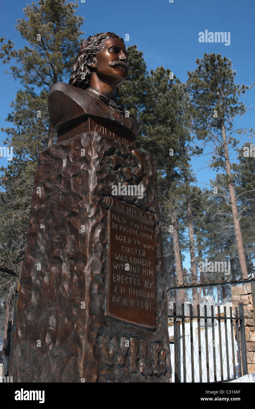 Wild Bill Hickok's Monument e la grave - Monte Moriah cimitero Foto Stock