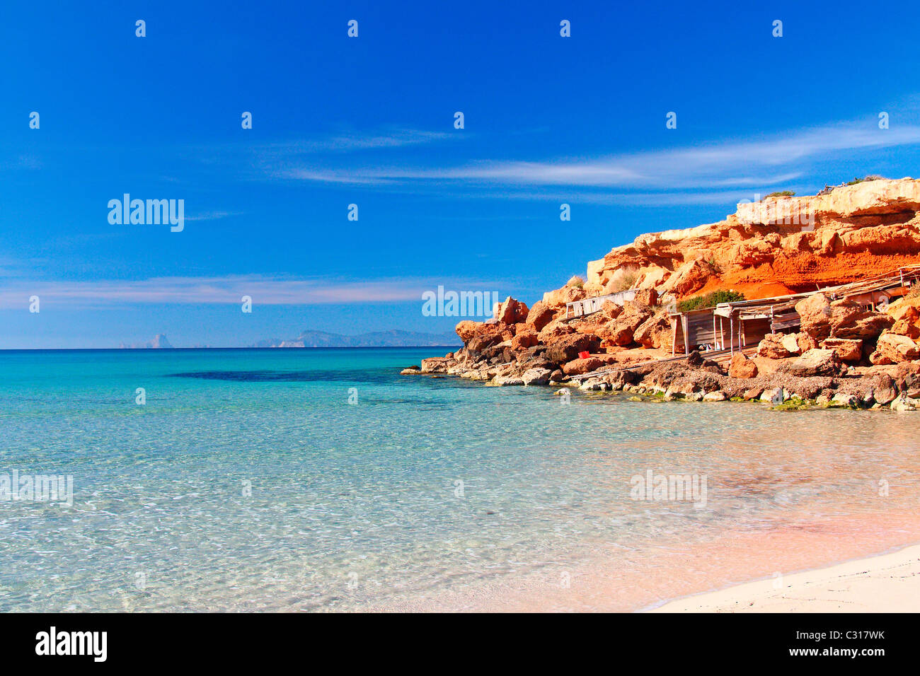 Cala Saona nell'isola di Formentera (Isole Baleari, Spagna). Foto Stock
