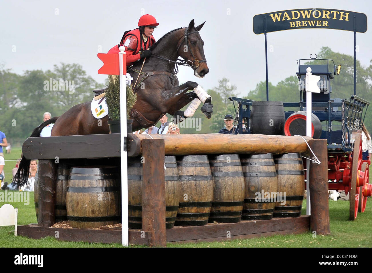 Louise Lyons (IRL) riding MURPHY'S miracolo di recinzione 21. Mitsubishi Badminton Horse Trials Foto Stock