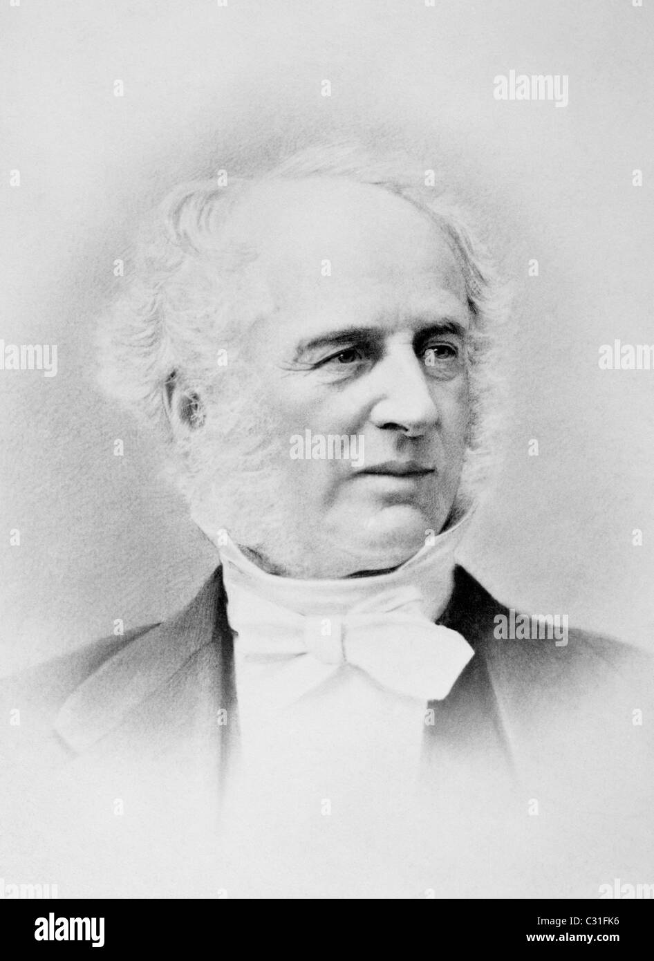 Ritratto d'epoca dell'imprenditore americano Cornelius Vanderbilt (1794 - 1877). Foto Stock
