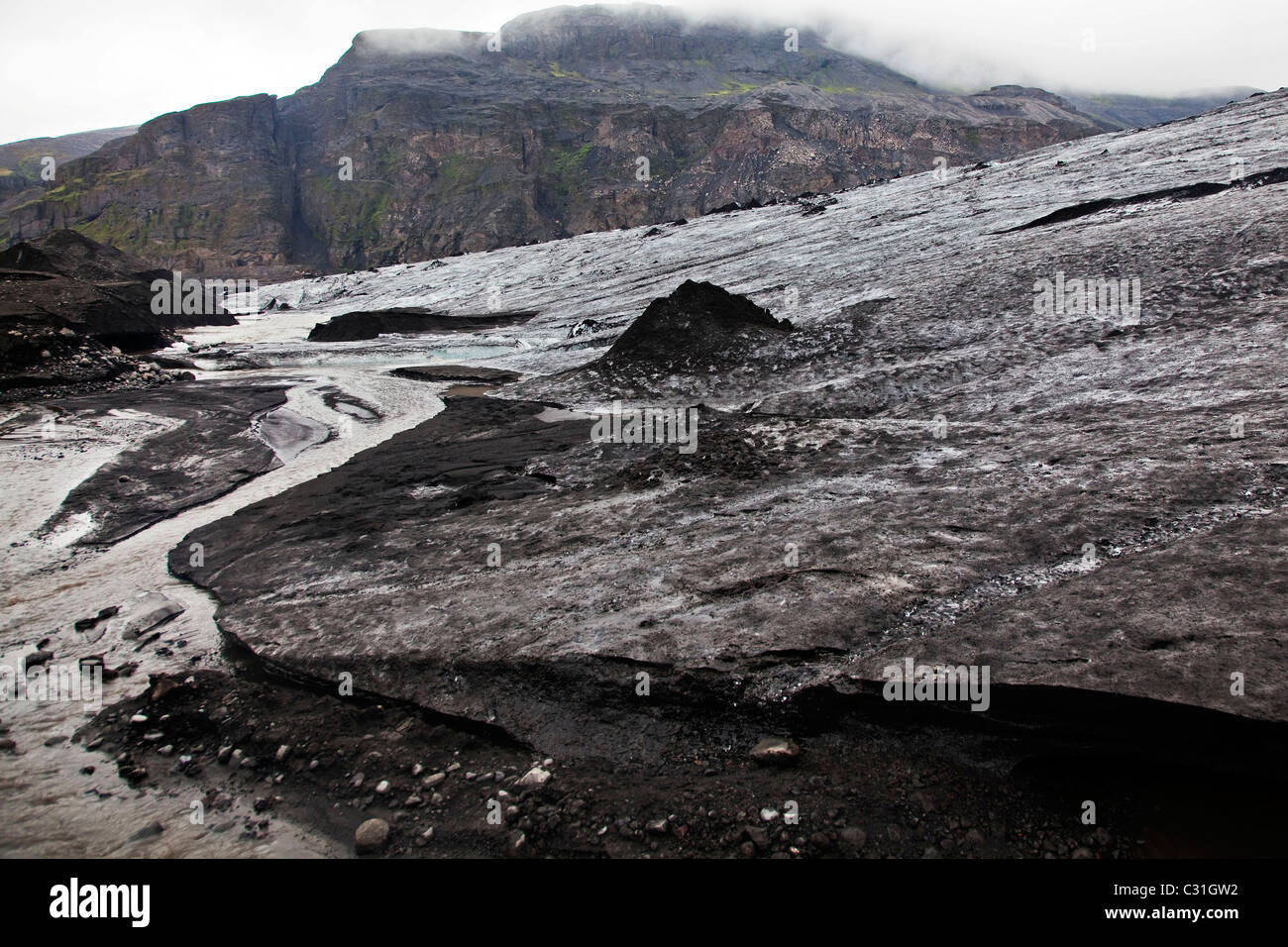 Il MYRDALSJOKULL è il paese della quarta più grande ghiacciaio, costa meridionale dell'Islanda, EUROPA Foto Stock